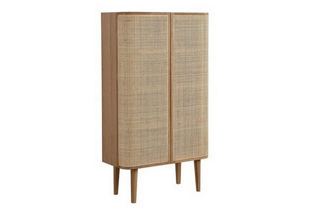 daslagerhaus living Hochschrank Schrank Vienna mit Rattangeflecht H 150 cm günstig online kaufen