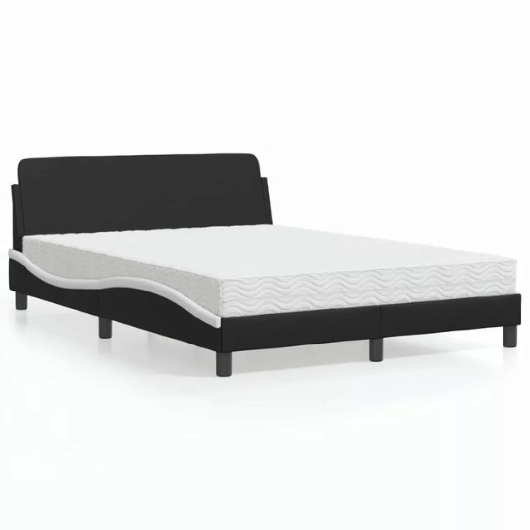 vidaXL Bett Bett mit Matratze Schwarz und Weiß 140x190 cm Kunstleder günstig online kaufen