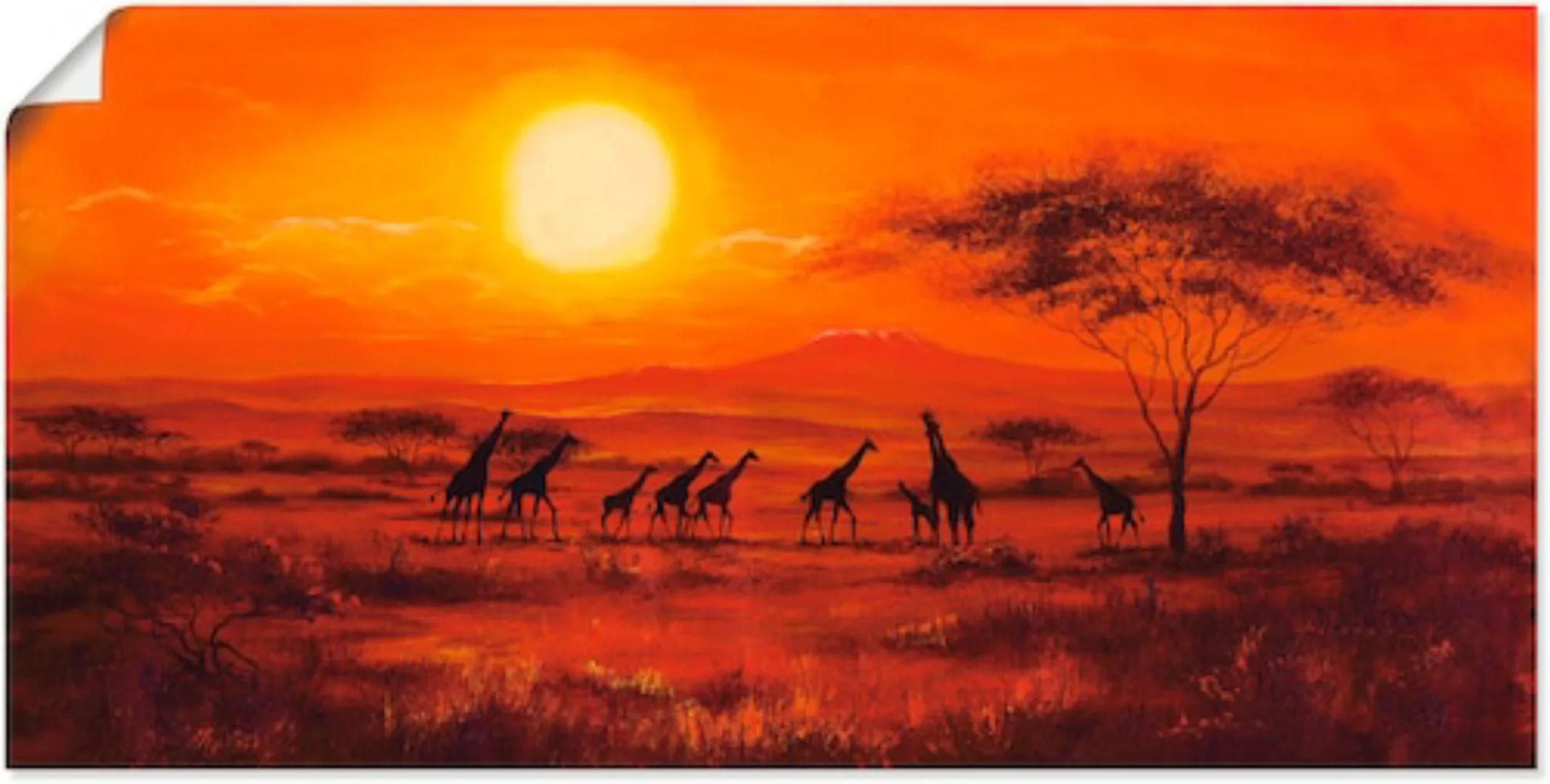 Artland Wandbild "Giraffenherde", Afrika, (1 St.), als Poster, Wandaufklebe günstig online kaufen