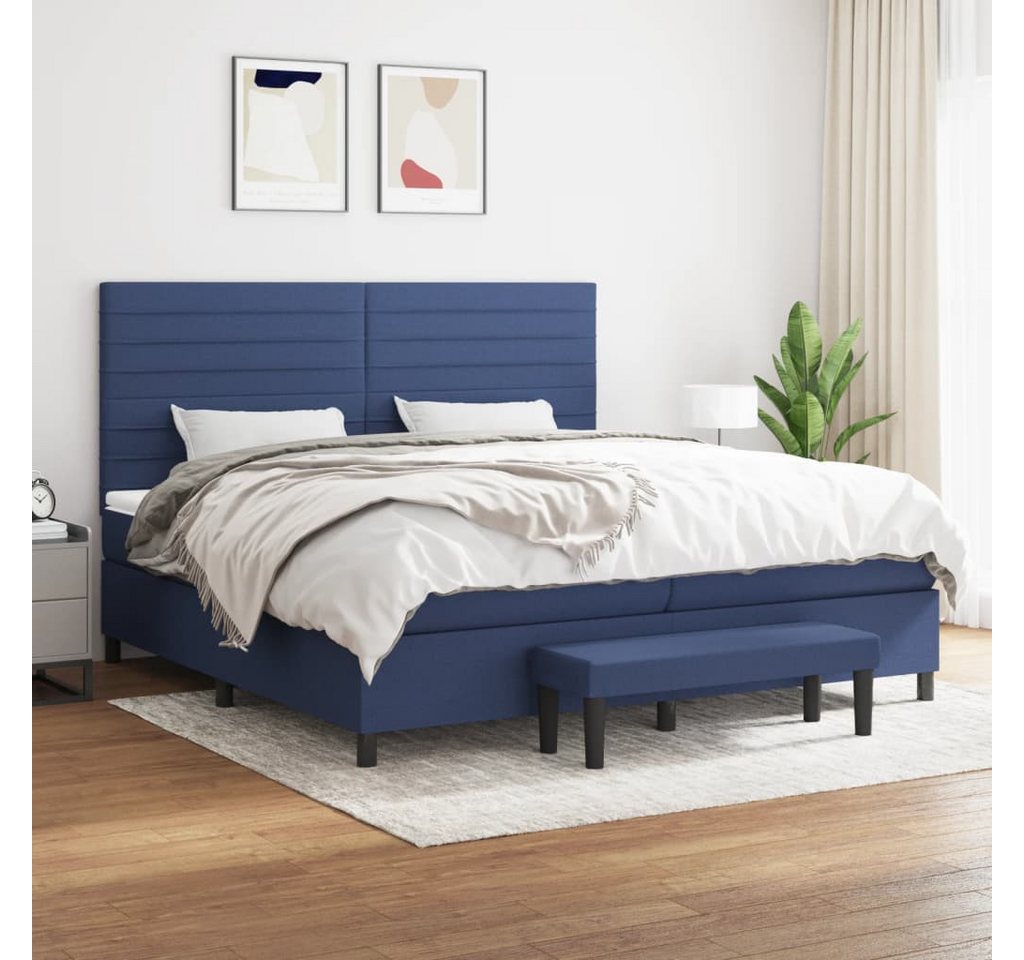 vidaXL Boxspringbett Boxspringbett mit Matratze Blau 200x200 cm Stoff Bett günstig online kaufen