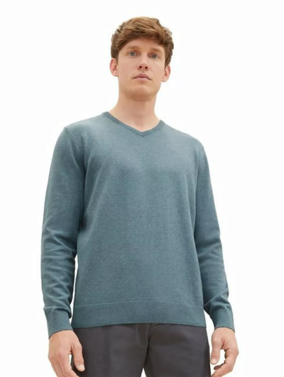 Tom Tailor Herren Rundhals Pullover Basic V-Neck günstig online kaufen