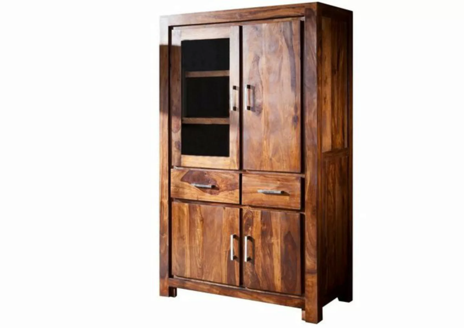 Massivmoebel24 Standvitrine (Vitrine Sheesham 90x45x148 life honey lackiert günstig online kaufen