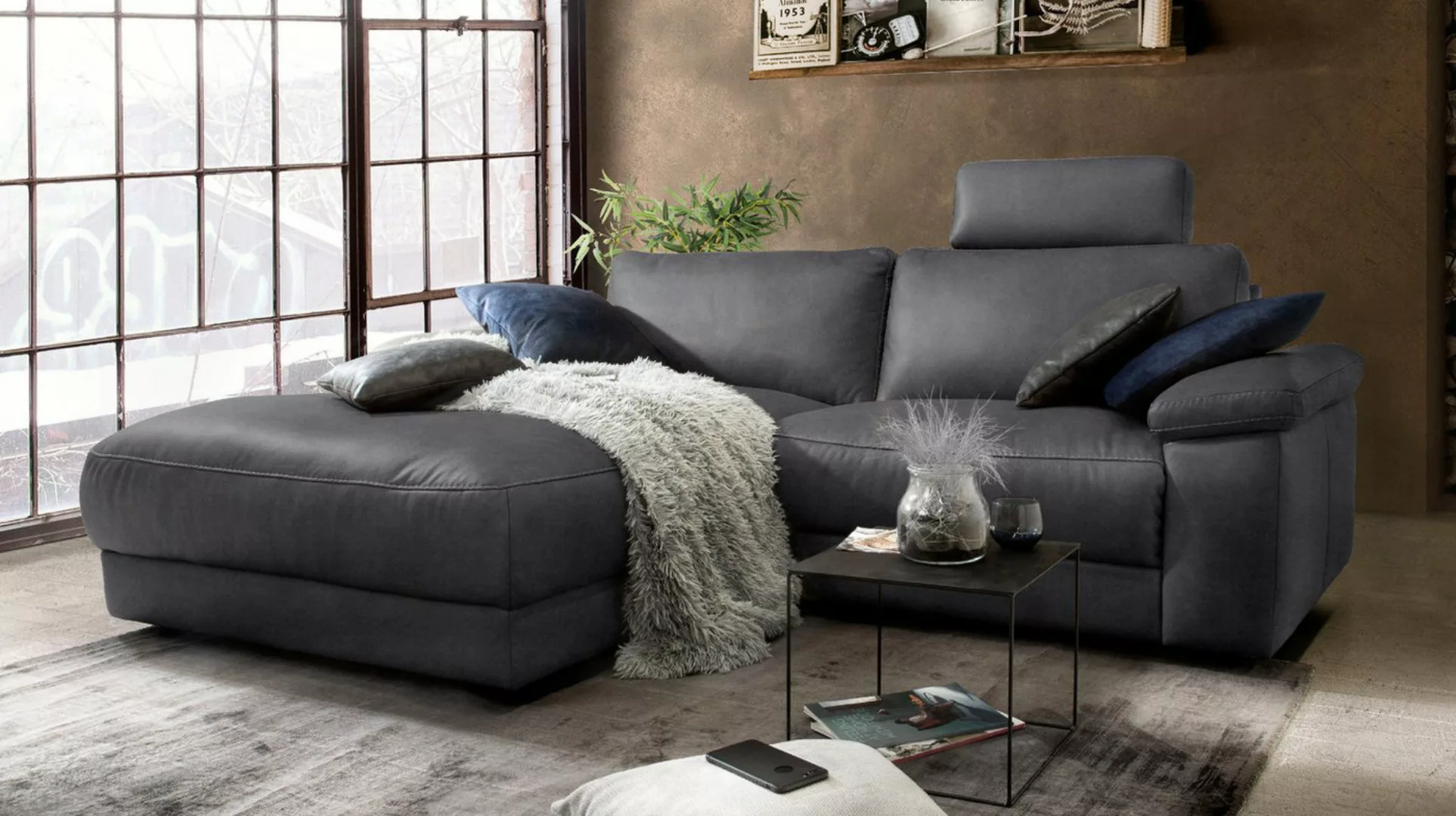 KAWOLA Ecksofa LOLA, Sofa Stoff od. Leder, Recamiere rechts od. links, vers günstig online kaufen