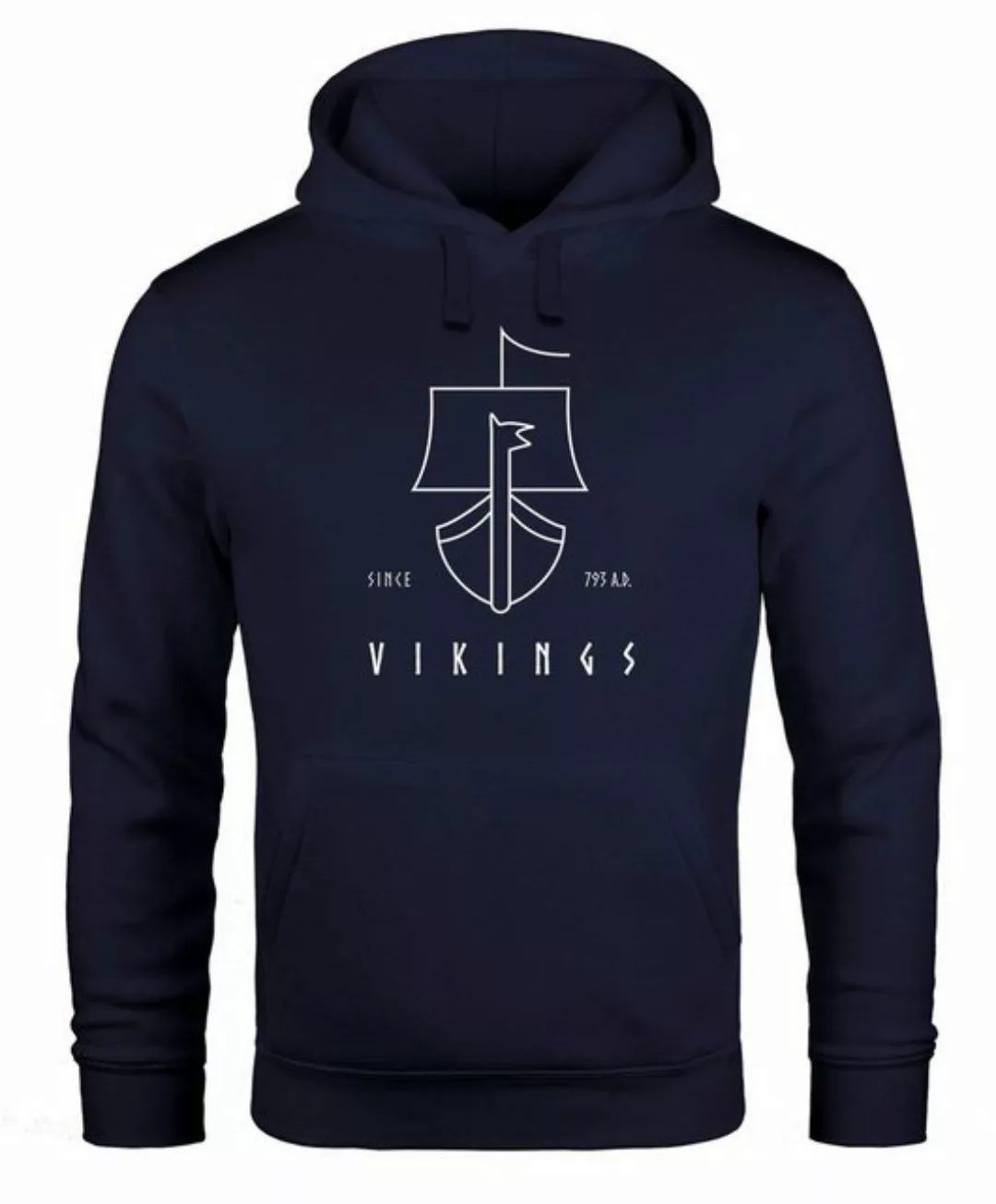 Neverless Hoodie Hoodie Herren Wikinger Schiff Vikings Lineart Kapuzen-Pull günstig online kaufen