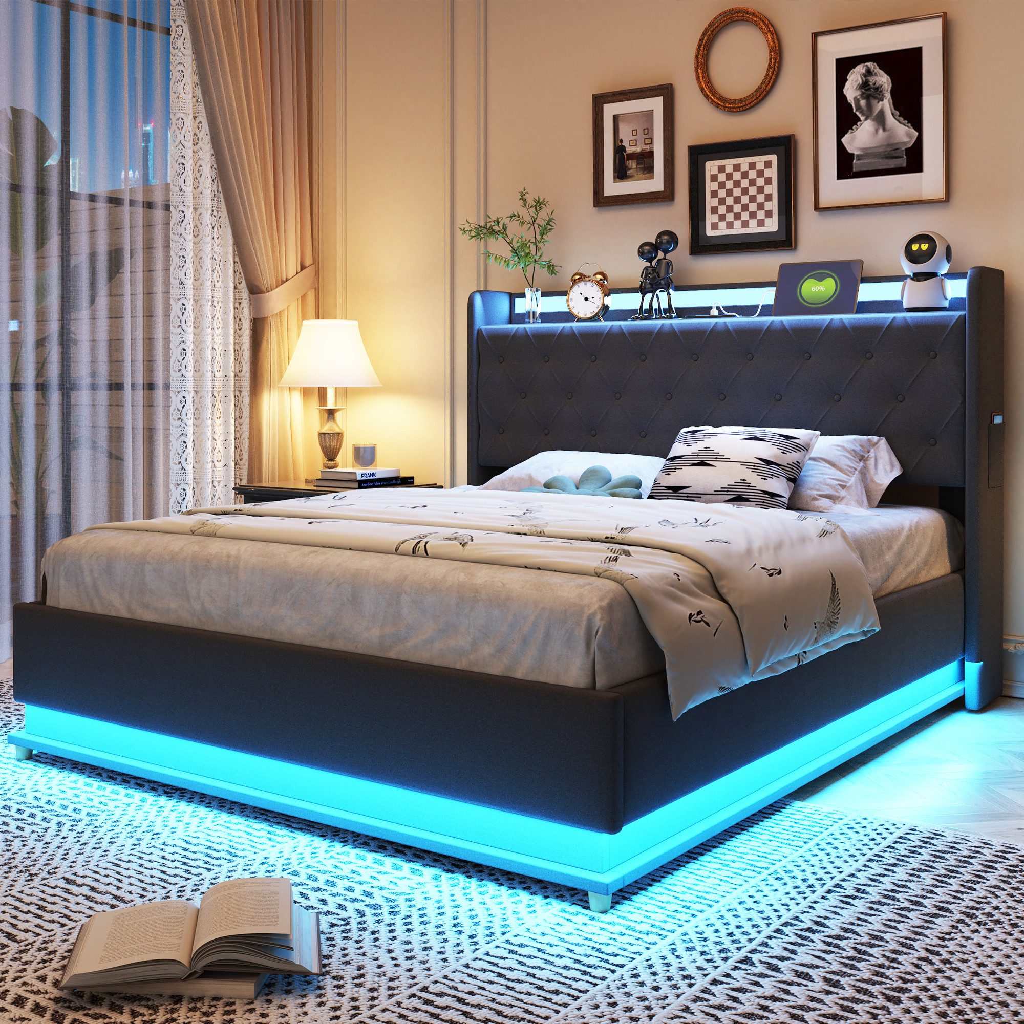 OKWISH Polsterbett Funktionsbett mit USB-Ladeanschluss und günstig online kaufen