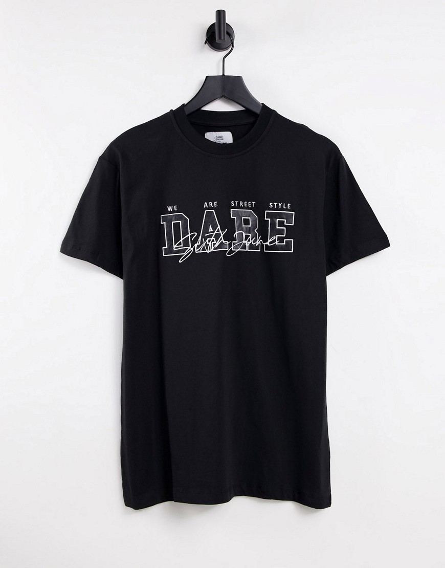 Sixth June – T-Shirt in Schwarz mit Dare-Print günstig online kaufen