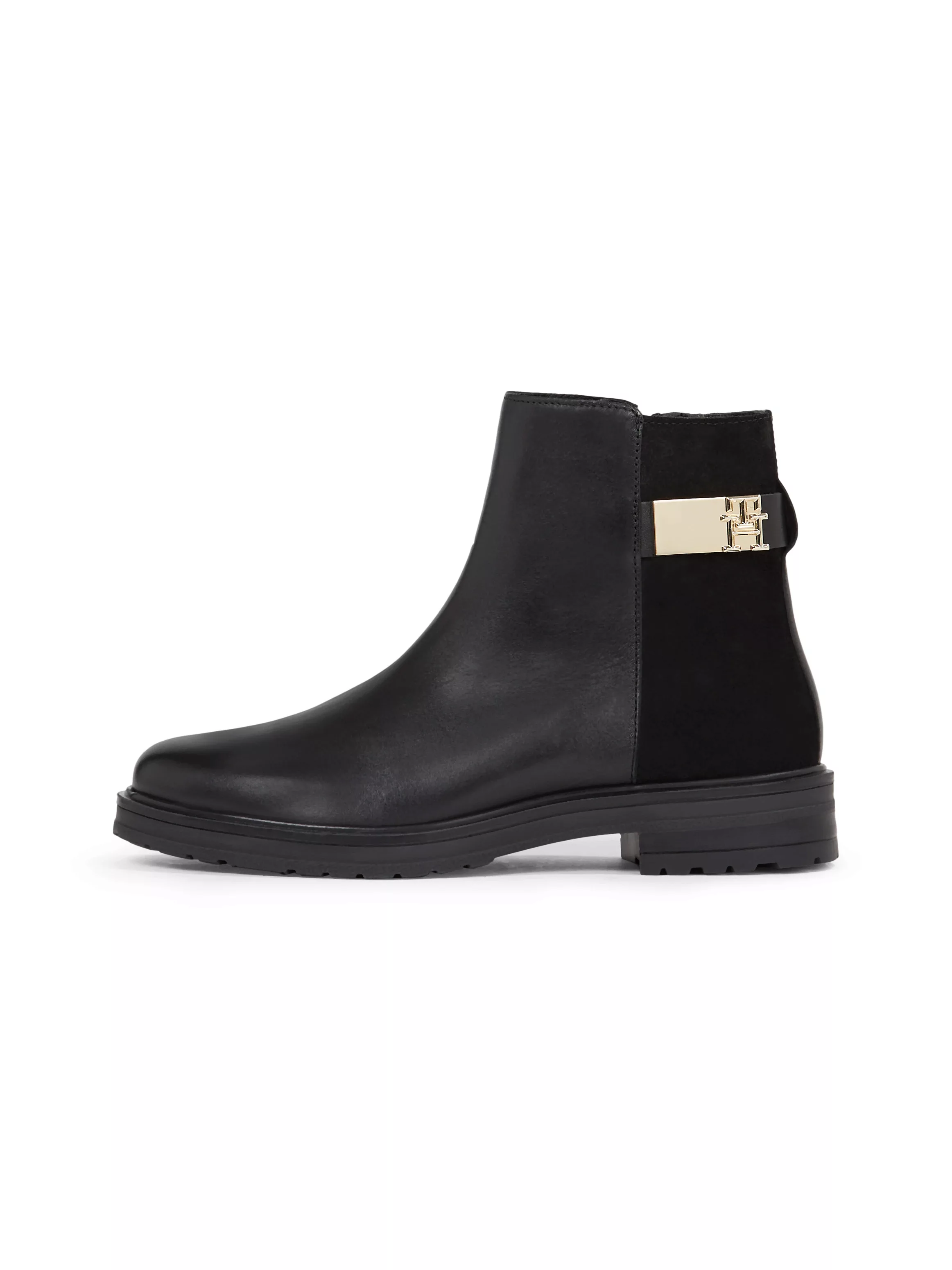 Tommy Hilfiger Stiefelette "TH LOGO LEATHER MIX CHELSEA", Blockabsatz, Busi günstig online kaufen