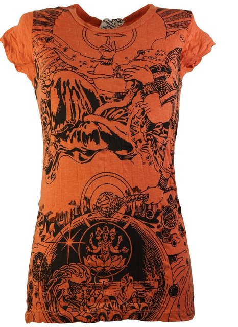 Guru-Shop T-Shirt Sure T-Shirt Univers - orange Festival, Goa Style, altern günstig online kaufen