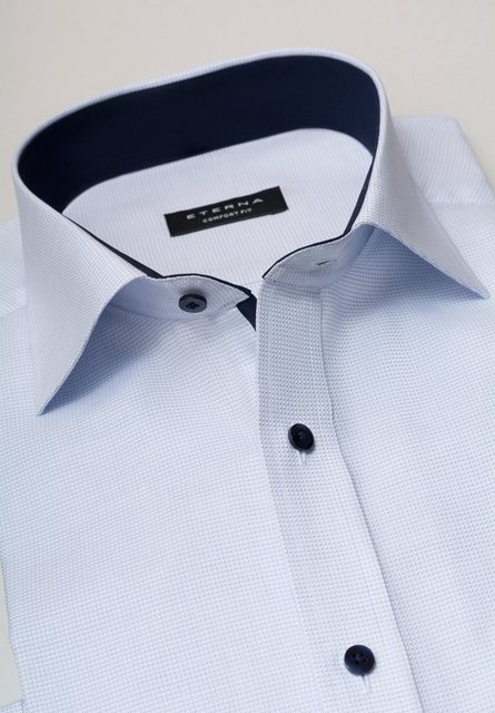 Eterna Klassische Bluse ETERNA COMFORT FIT Langarm Hemd hellblau strukturie günstig online kaufen