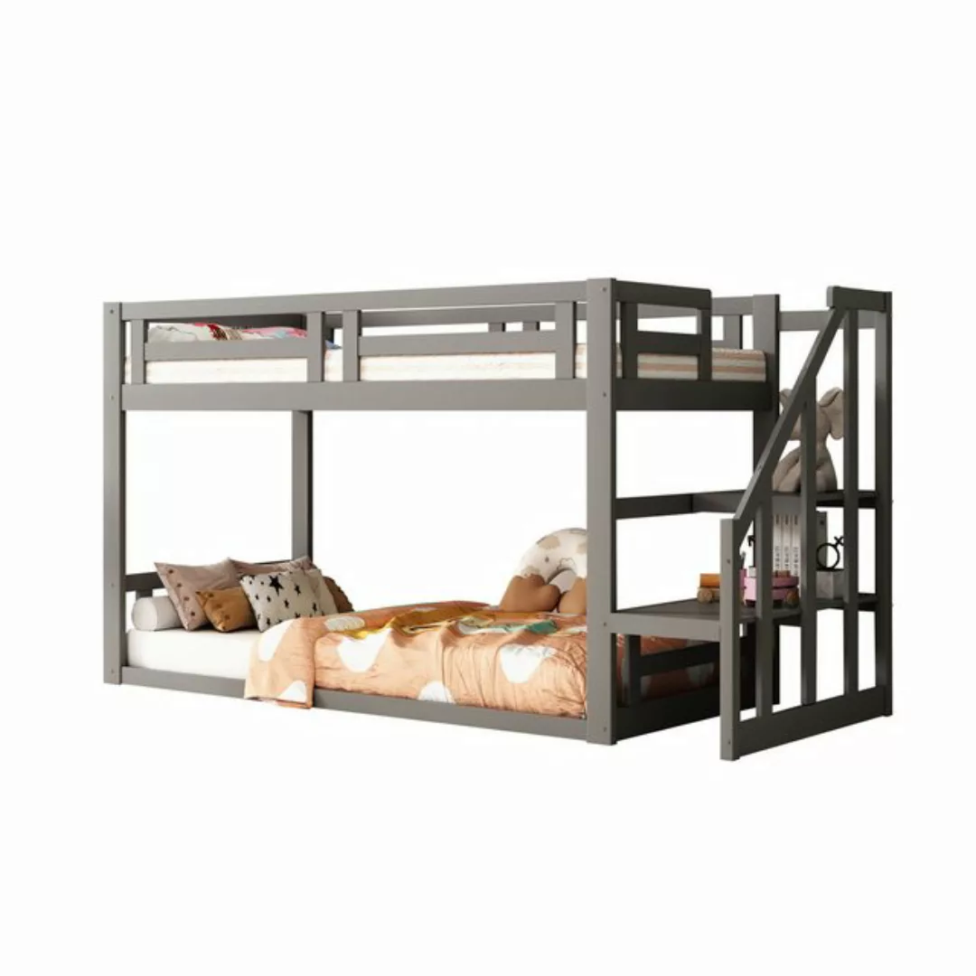 Flieks Etagenbett, Kinderbett mit Sicherheitstreppe 90x200cm Massivholz günstig online kaufen