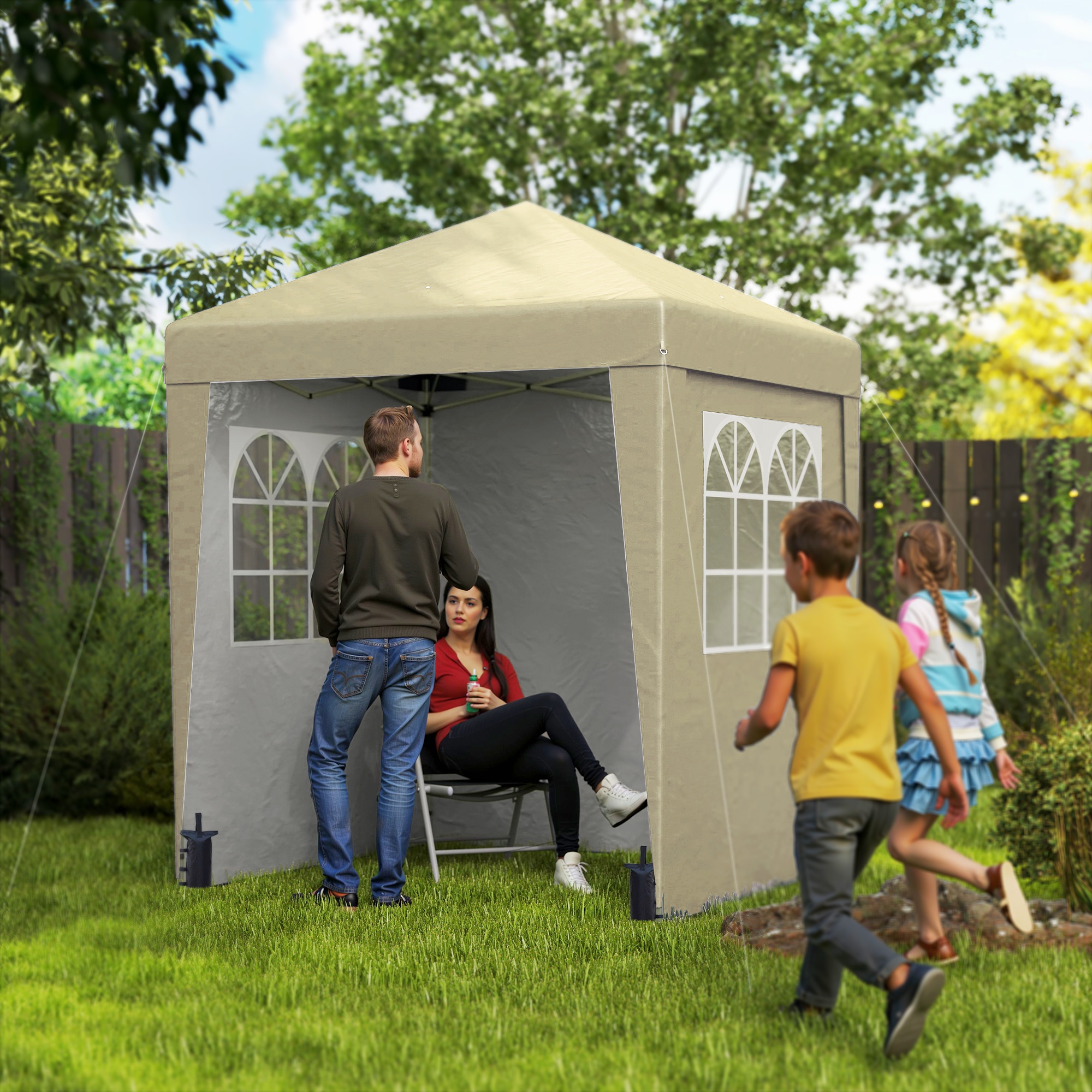 Outsunny Faltbare Gartenpavillon Pop-up 2 x 2 m Empfangszelt Höhenverstellb günstig online kaufen