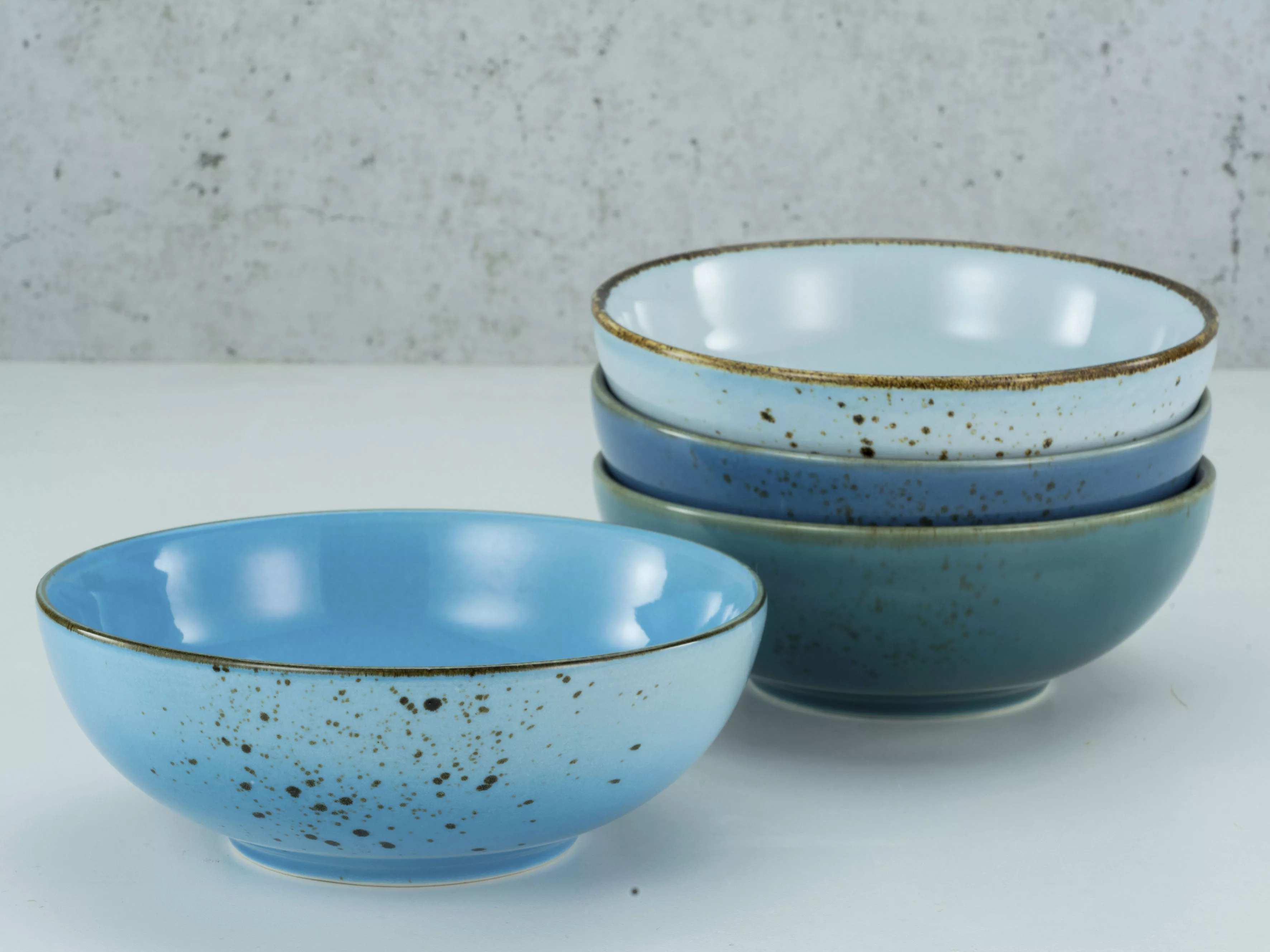 CreaTable Schalen-Set Nature Collection Aqua blau Steinzeug 4 tlg. günstig online kaufen