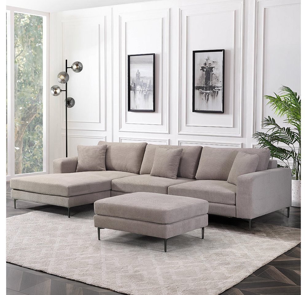 HOME DELUXE Sofa BELLANO Cord - 340 x 188 x 94 cm günstig online kaufen