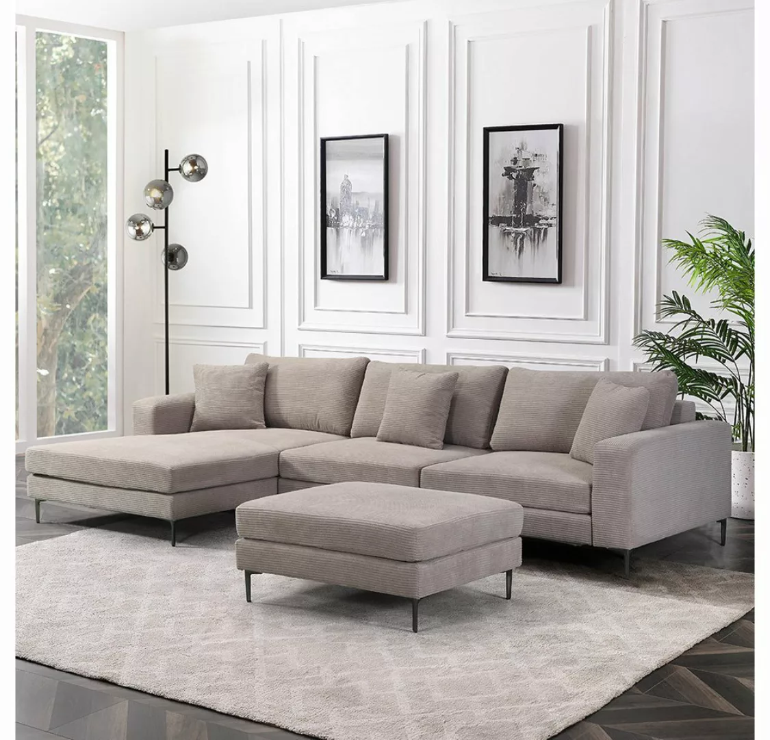 HOME DELUXE Sofa BELLANO Cord - 340 x 188 x 94 cm, inkl. Zierkissen Cordsof günstig online kaufen