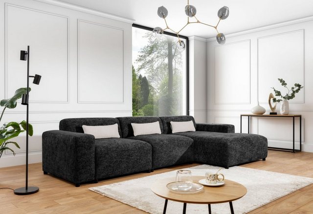 Luxusbetten24 Sofa Designer Sofa Napoli Maxi, mit geflochtene Stoffstruktur günstig online kaufen