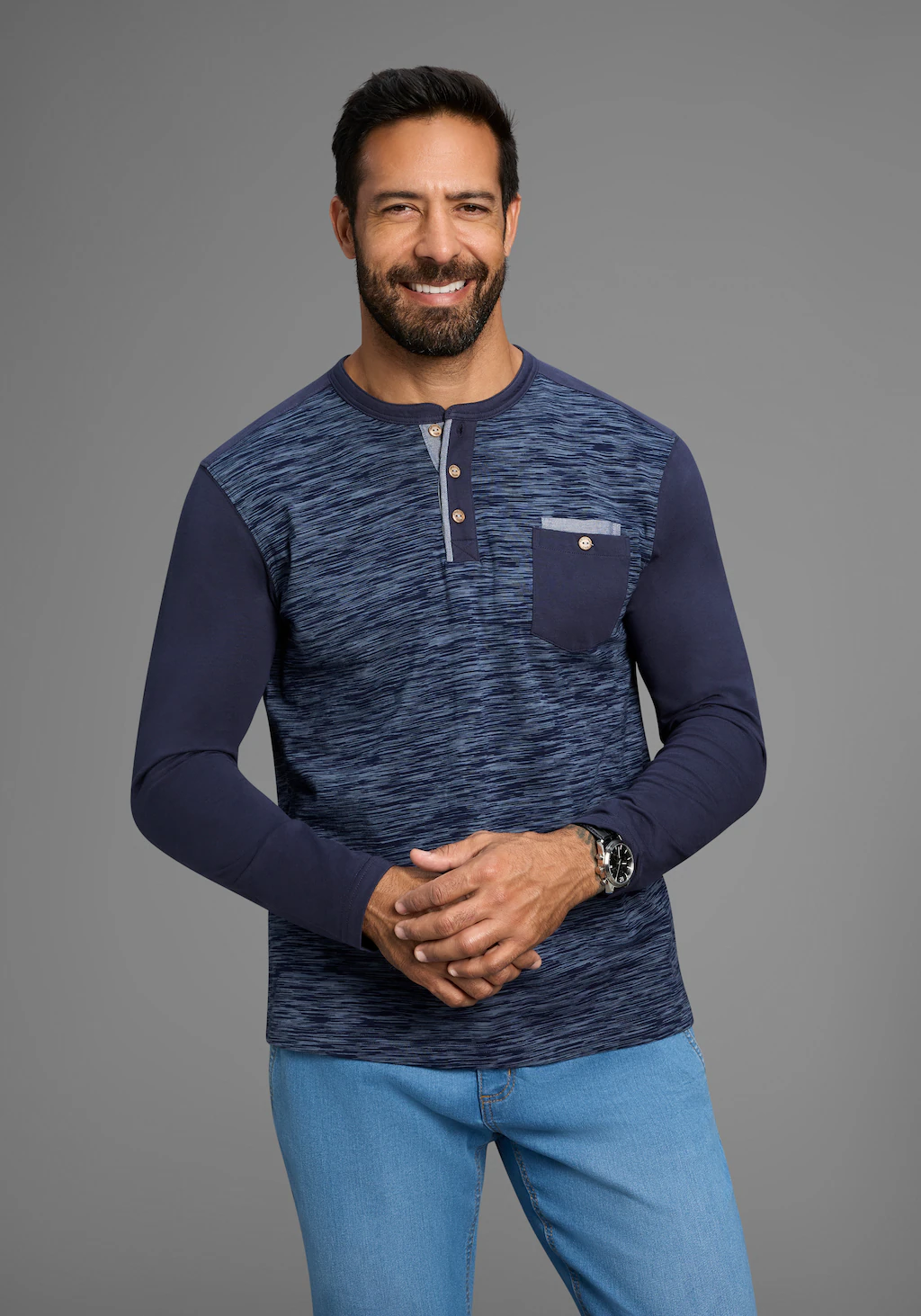 Arizona Longsleeve Langarm, melierte Optik, Rundhalsausschnitt günstig online kaufen