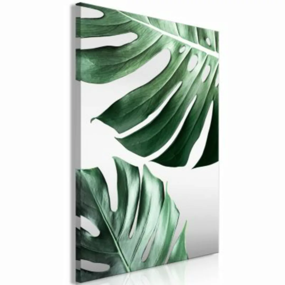 artgeist Wandbild Monstera Leaves (1 Part) Vertical grau/grün Gr. 40 x 60 günstig online kaufen