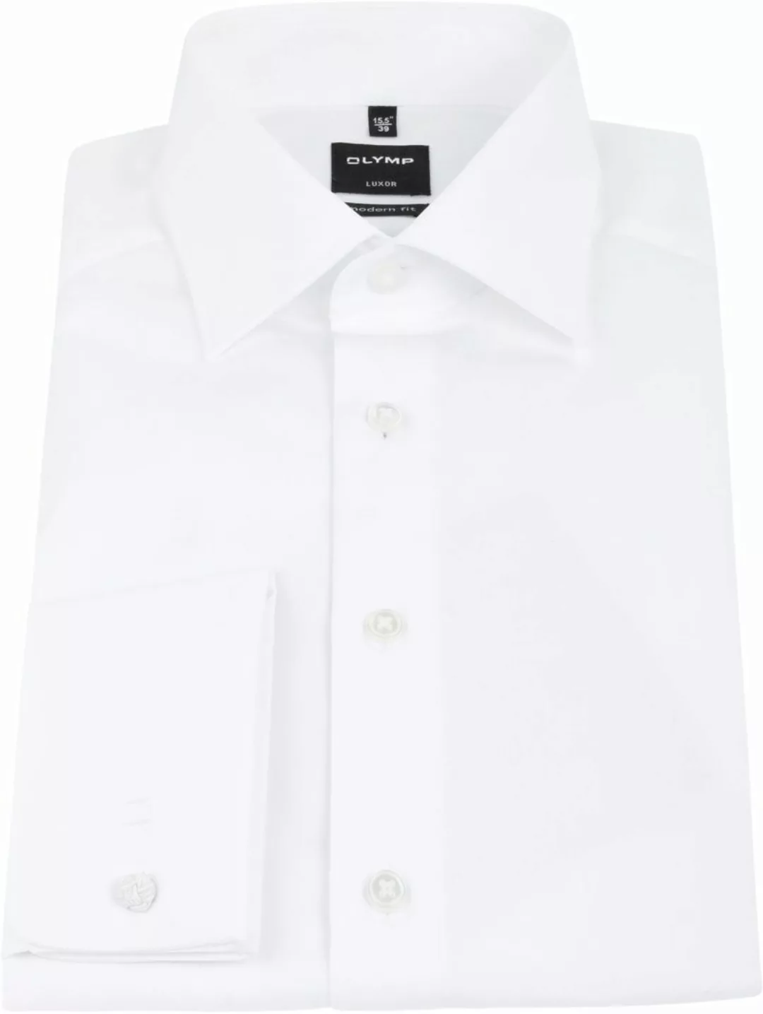 OLYMP Luxor Hemd Modern Fit Doppelmanschette Weiß - Größe 43 günstig online kaufen