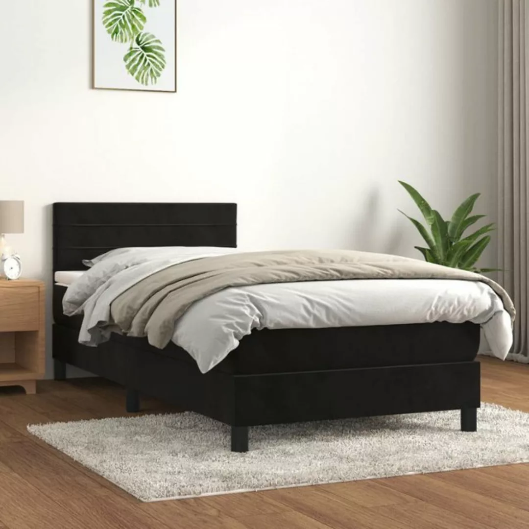 vidaXL Bettgestell Boxspringbett mit Matratze Schwarz 100x200 cm Samt Bett günstig online kaufen