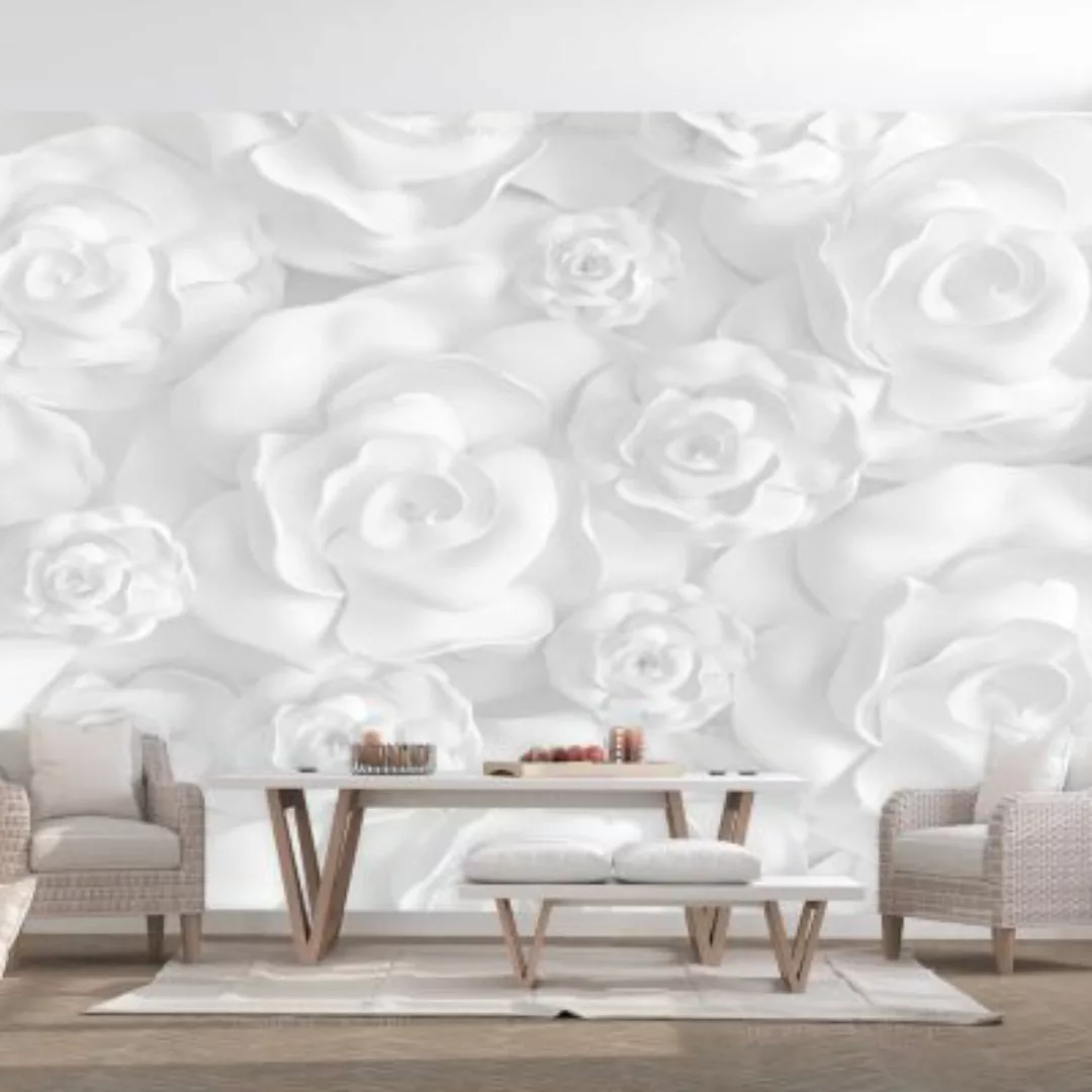 artgeist Fototapete Plaster Flowers weiß/grau Gr. 300 x 210 günstig online kaufen