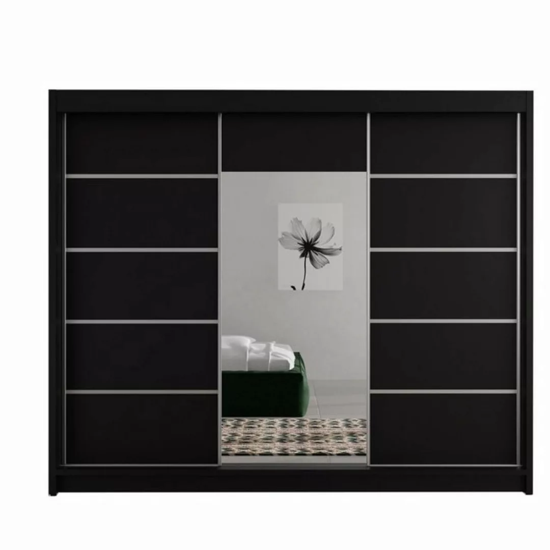 Beautysofa Schiebetürenschrank Monika (3-türig Schrank mit Spiegel, 200 cm günstig online kaufen