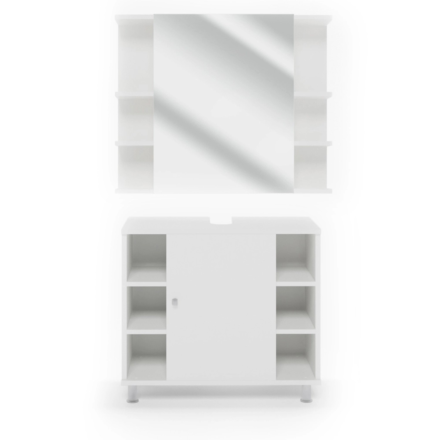 Vicco Badmöbel-Set Fynn, Weiß, 2 Teile, günstig online kaufen