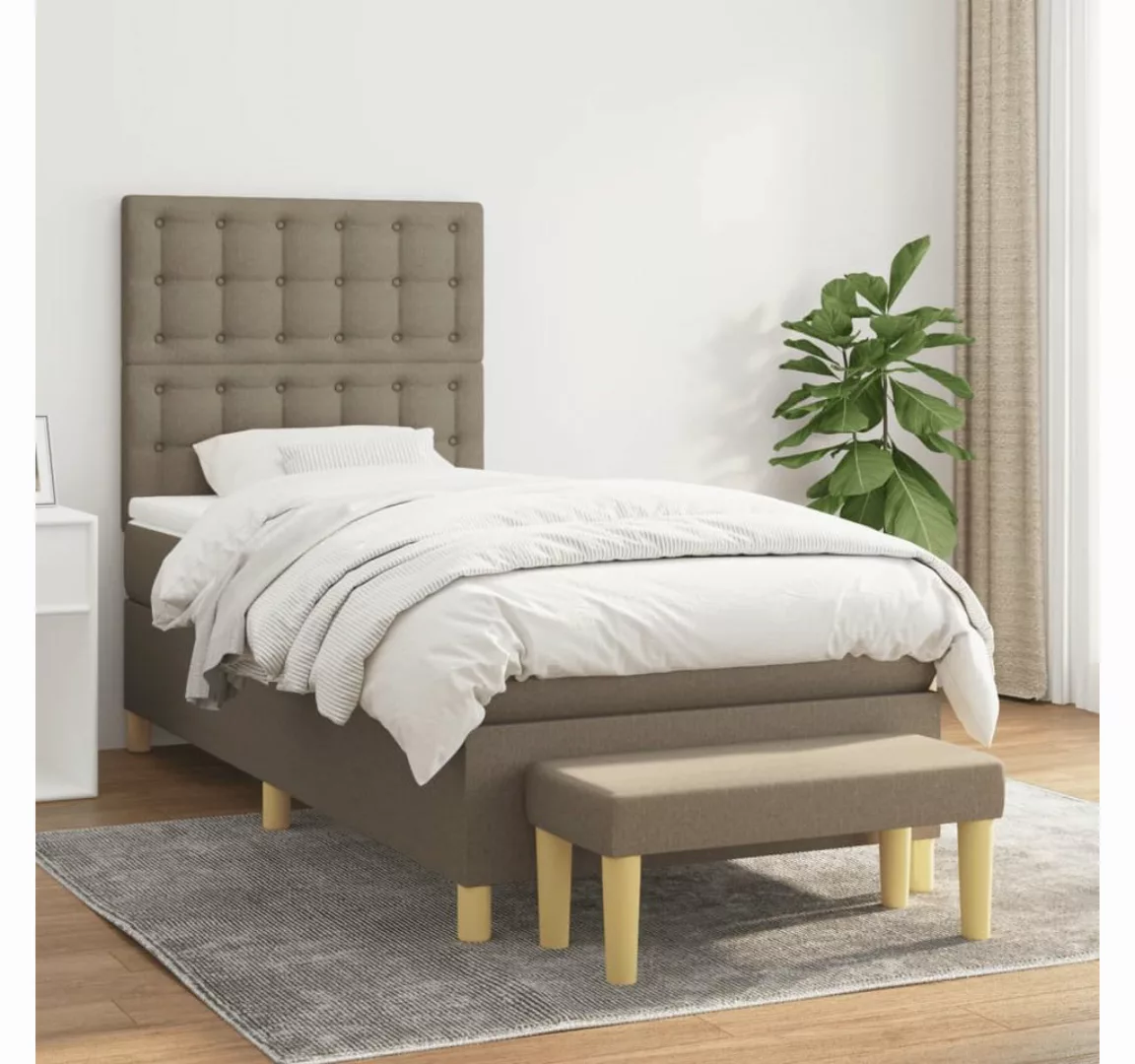 vidaXL Boxspringbett Boxspringbett mit Matratze Taupe 80x200 cm Stoff Bett günstig online kaufen