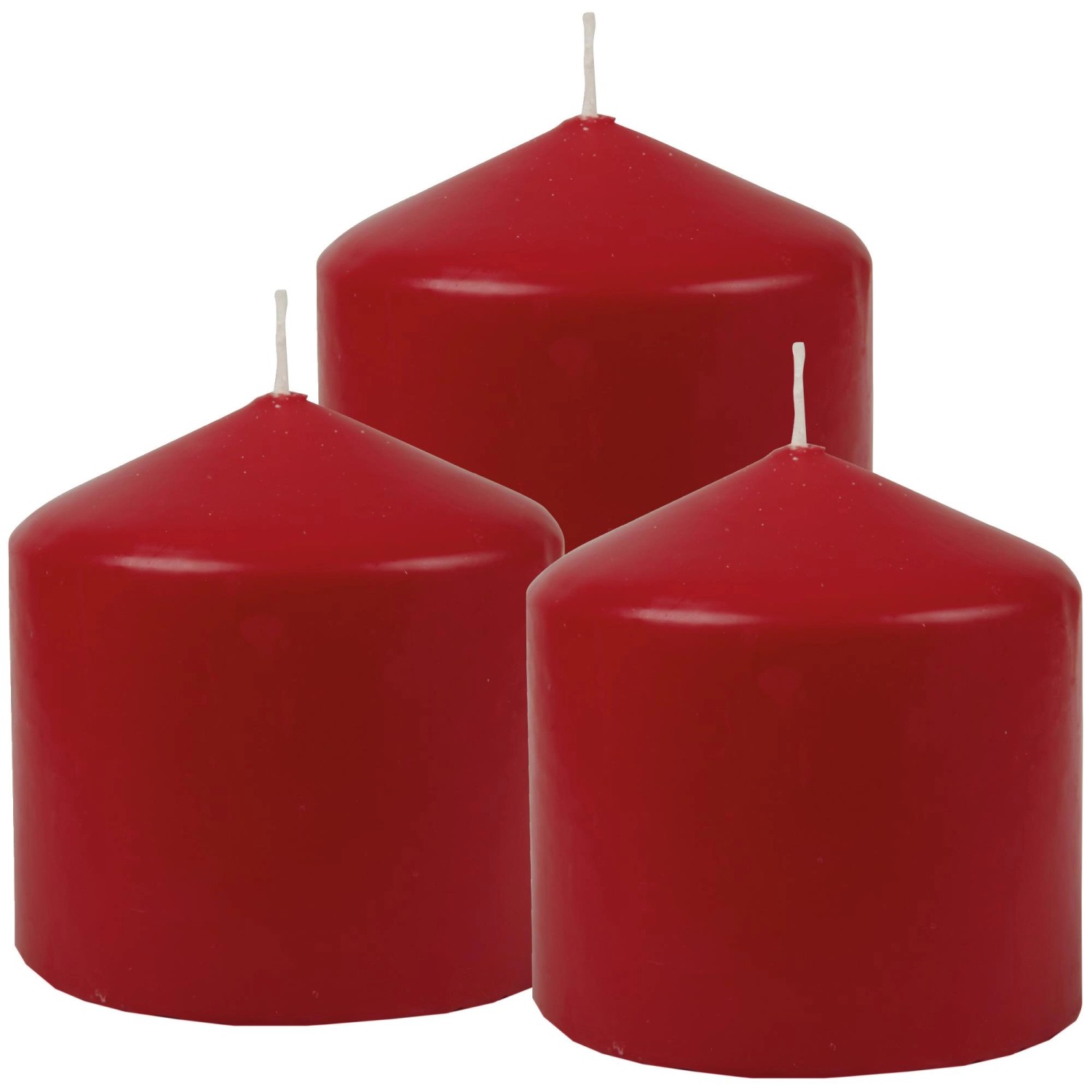 HS Candle Stumpenkerzen Ø8cm 3er Pack Rubinrot Rot günstig online kaufen