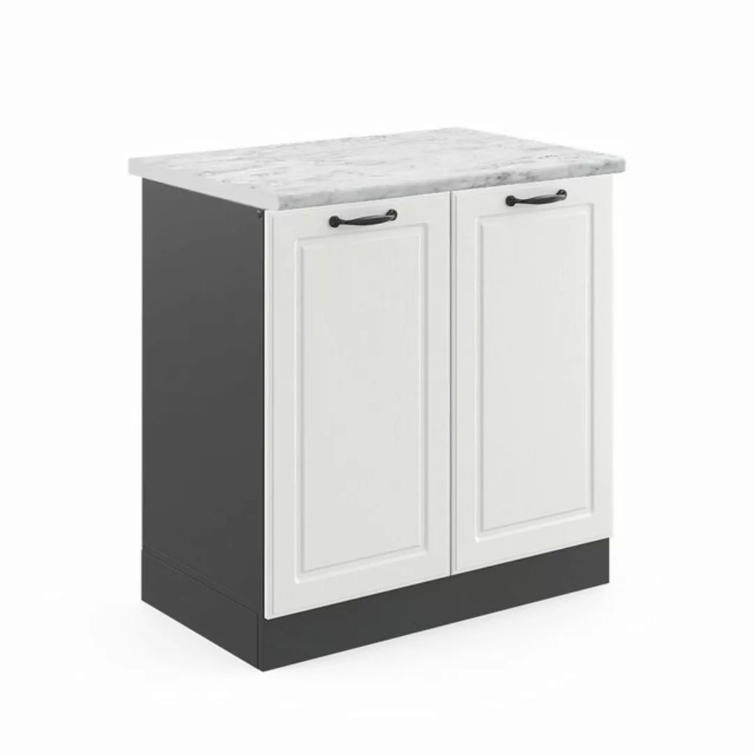 Vicco Spülenunterschrank R-Line, Weiß Landhaus/Anthrazit, 80 cm, AP Marmor günstig online kaufen