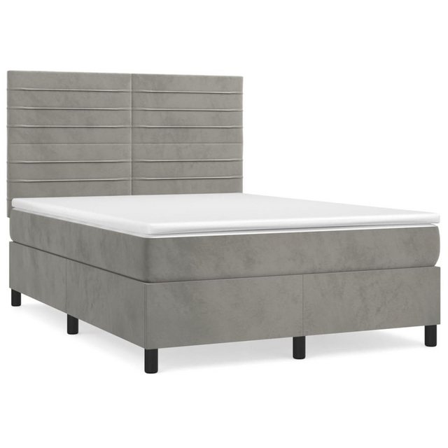 Vidaxl Boxspringbett Mit Matratze Hellgrau 140x190 Cm Samt günstig online kaufen