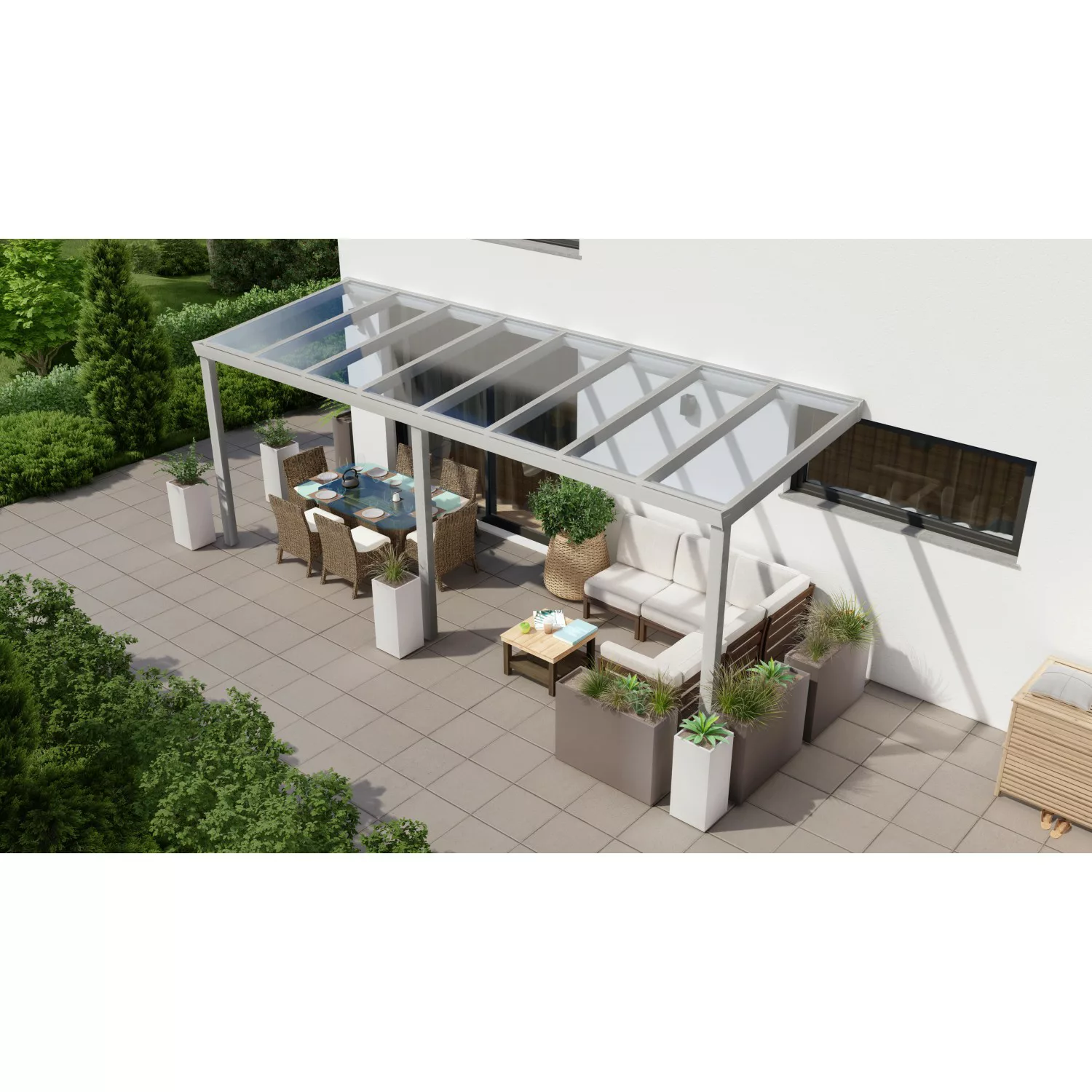 Terrassenüberdachung Professional 600 cm x 250 cm Grau Struktur Glas günstig online kaufen