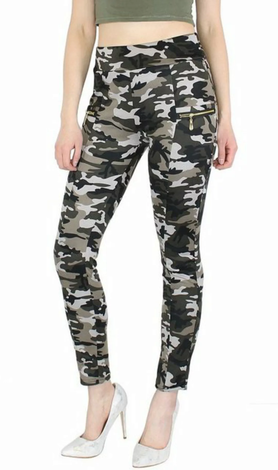 dy_mode Röhrenhose Damen Röhrenhose Treggings Camouflage Muster Stoff Hose günstig online kaufen