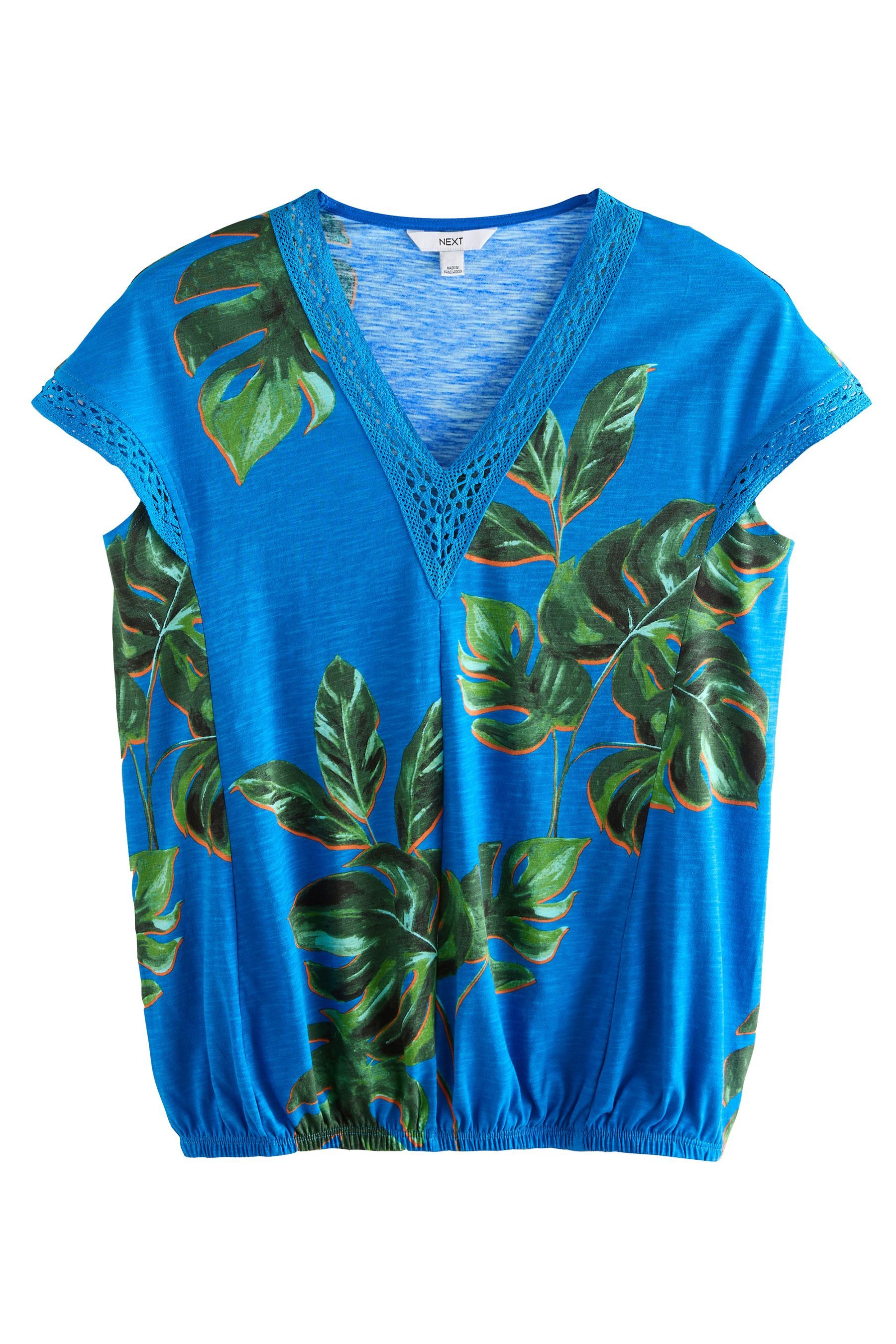 Next V-Shirt Kurzärmeliges Top, Spitzendetails und günstig online kaufen
