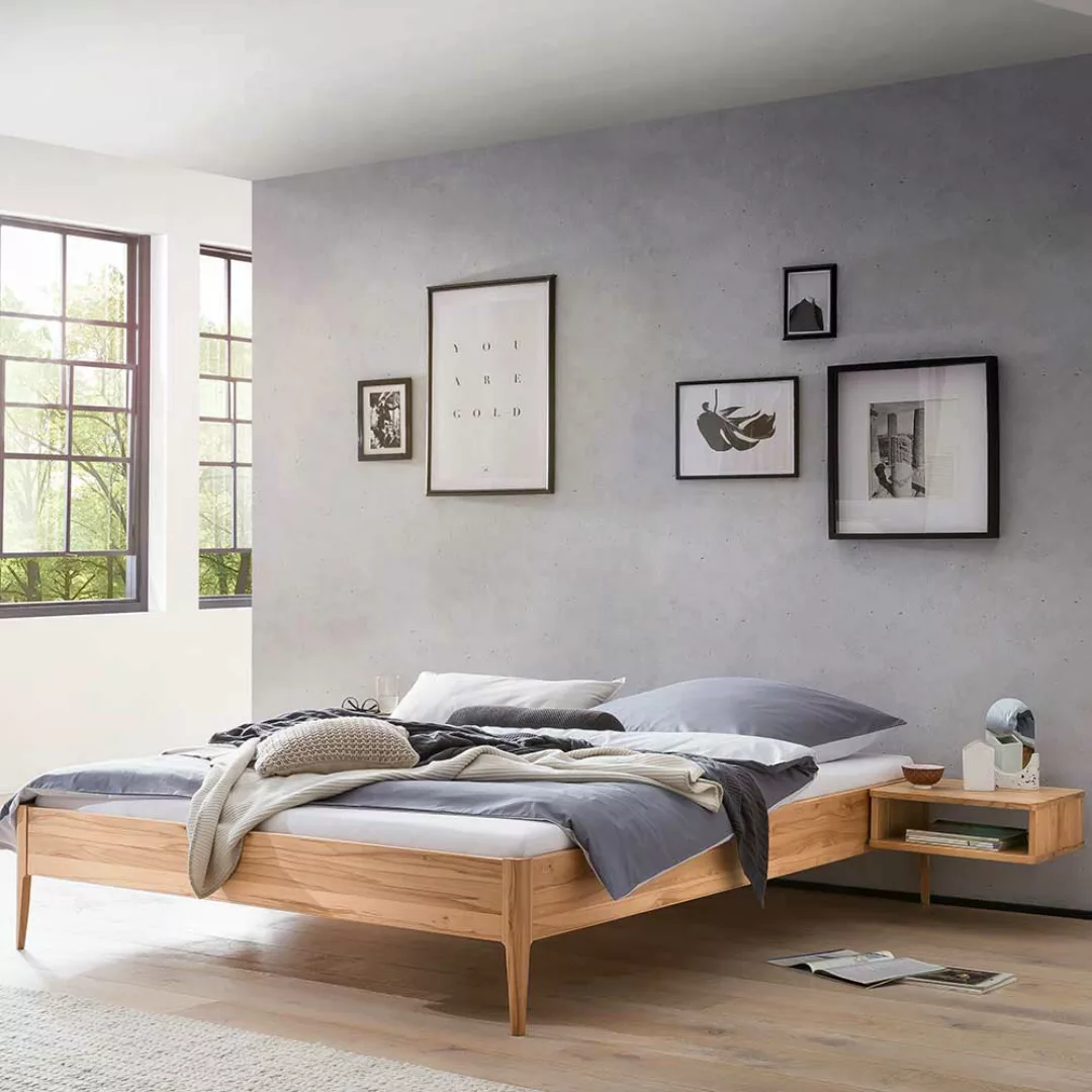 Doppelbett ohne Kopfteil aus Wildbuche Massivholz geölt günstig online kaufen