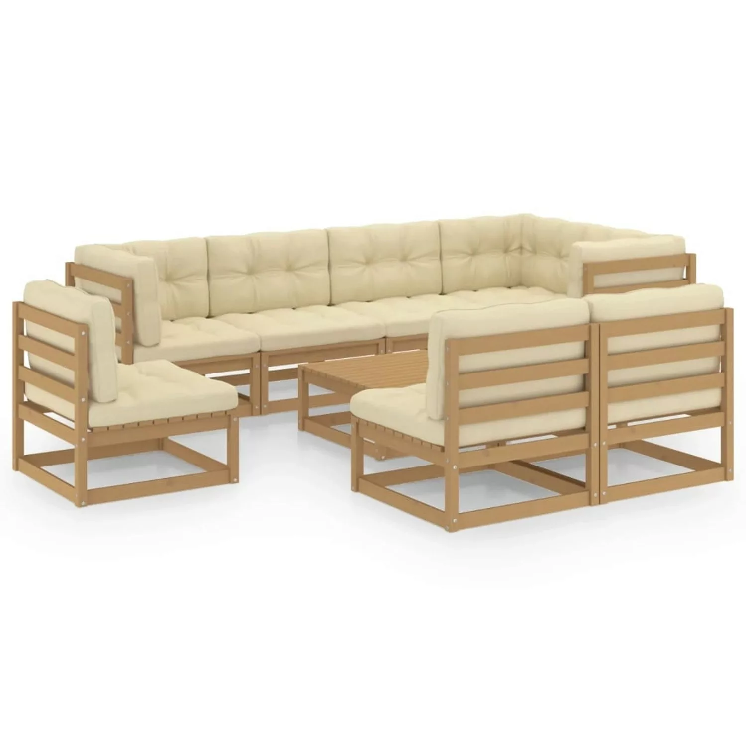 9-tlg. Garten-lounge-set Mit Kissen Kiefer Massivholz günstig online kaufen