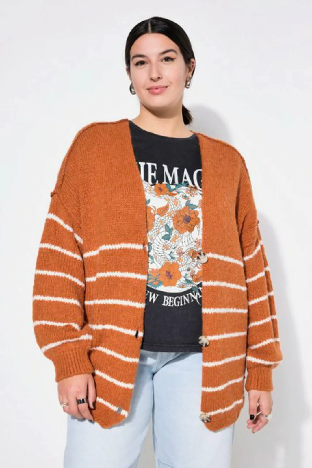 Studio Untold Strickjacke Strickjacke oversized Bretonstreifen Langarm günstig online kaufen