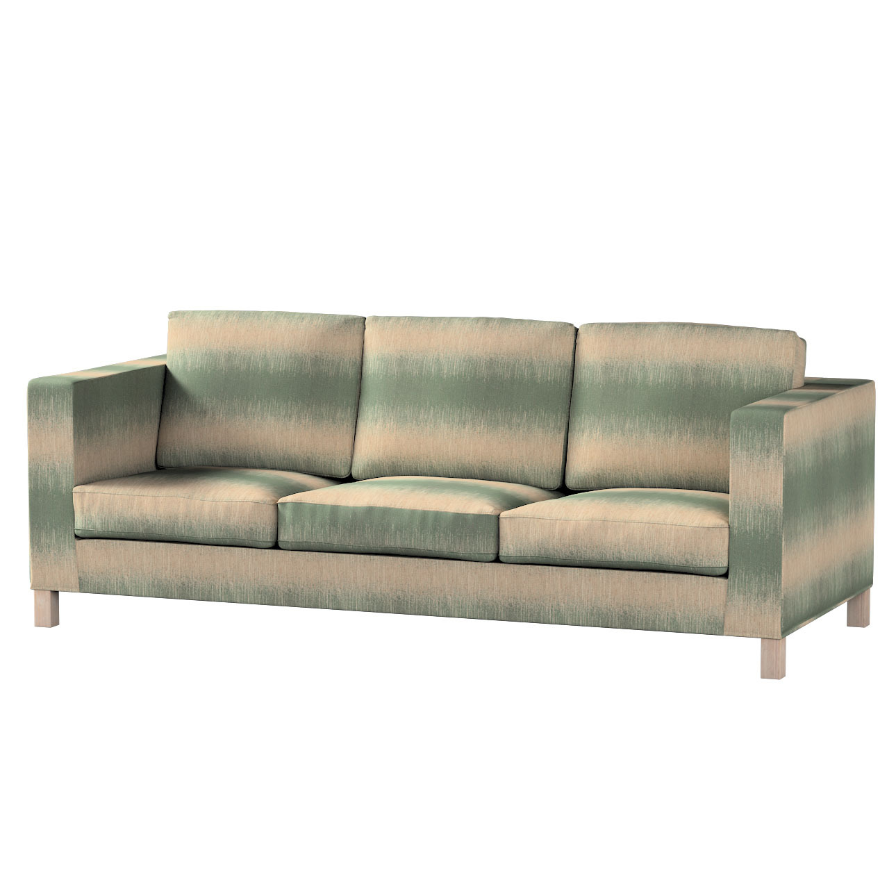 Bezug für Karlanda 3-Sitzer Sofa nicht ausklappbar, kurz, grün-beige, Bezug günstig online kaufen