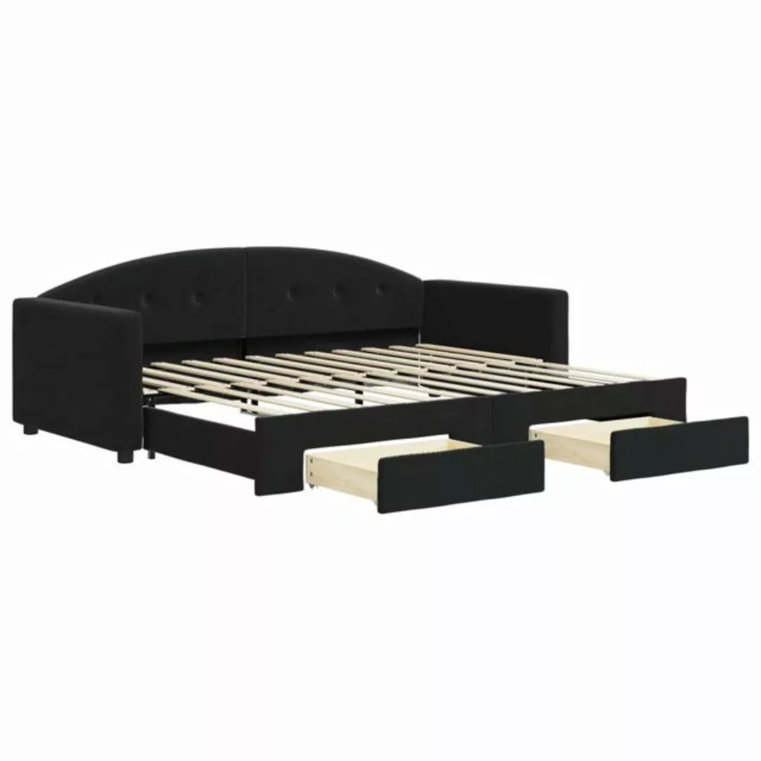 vidaXL Bett Tagesbett Ausziehbar mit Schubladen Schwarz 90x200 cm Samt günstig online kaufen