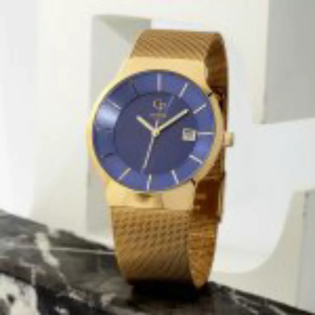 Solar-Armbanduhr „Gold & Blue“ günstig online kaufen