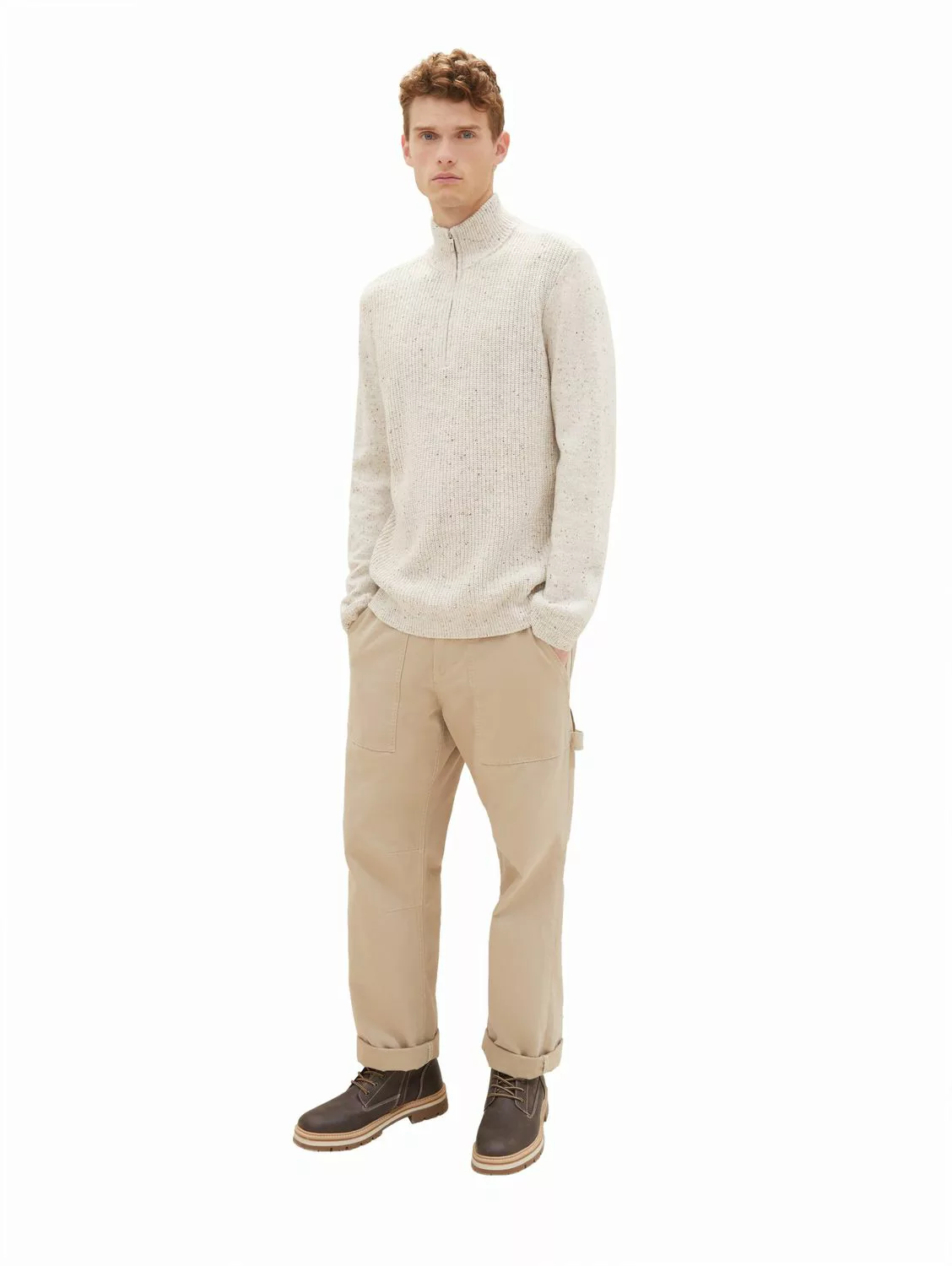 Tom Tailor Herren Stehkragen Pullover NEPS STRUCTURED - Regular Fit günstig online kaufen
