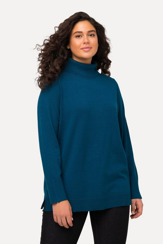 Ulla Popken Strickpullover Rollkragenpullover breite Rippbündchen Langarm günstig online kaufen