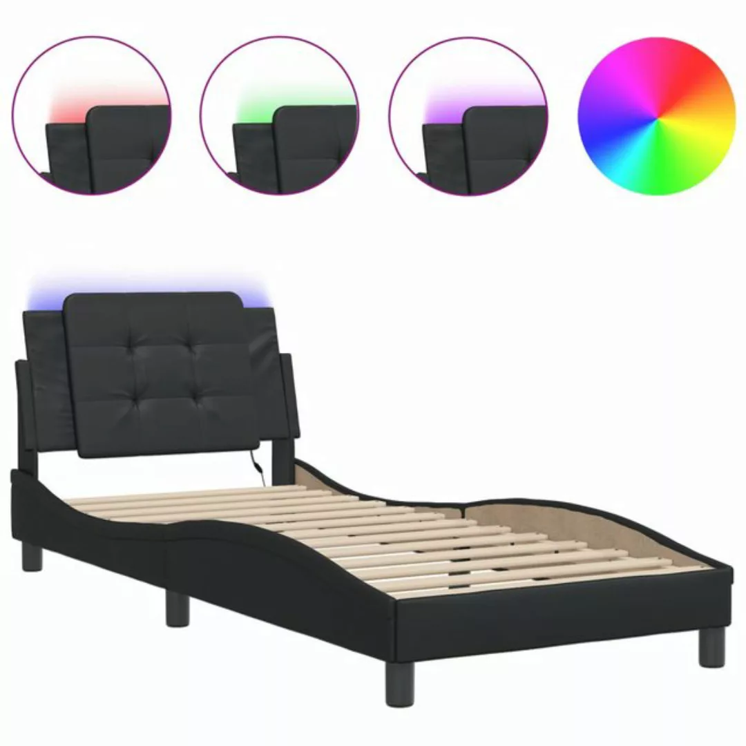 vidaXL Bett Bettgestell mit LED Schwarz 90x190 cm Kunstleder günstig online kaufen