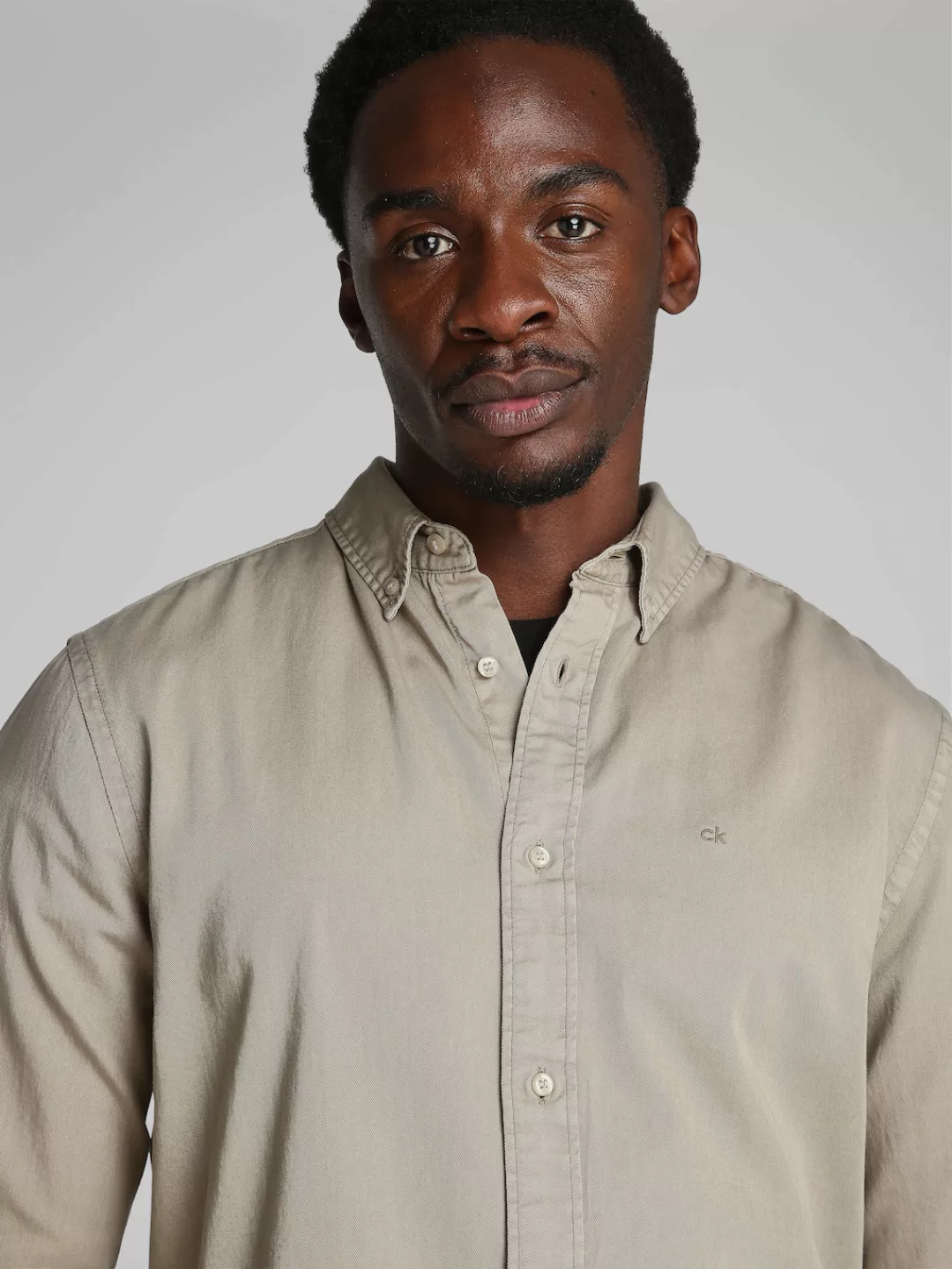Calvin Klein Langarmhemd "GARMENT DYED TWILL SHIRT", mit Logostickerei günstig online kaufen