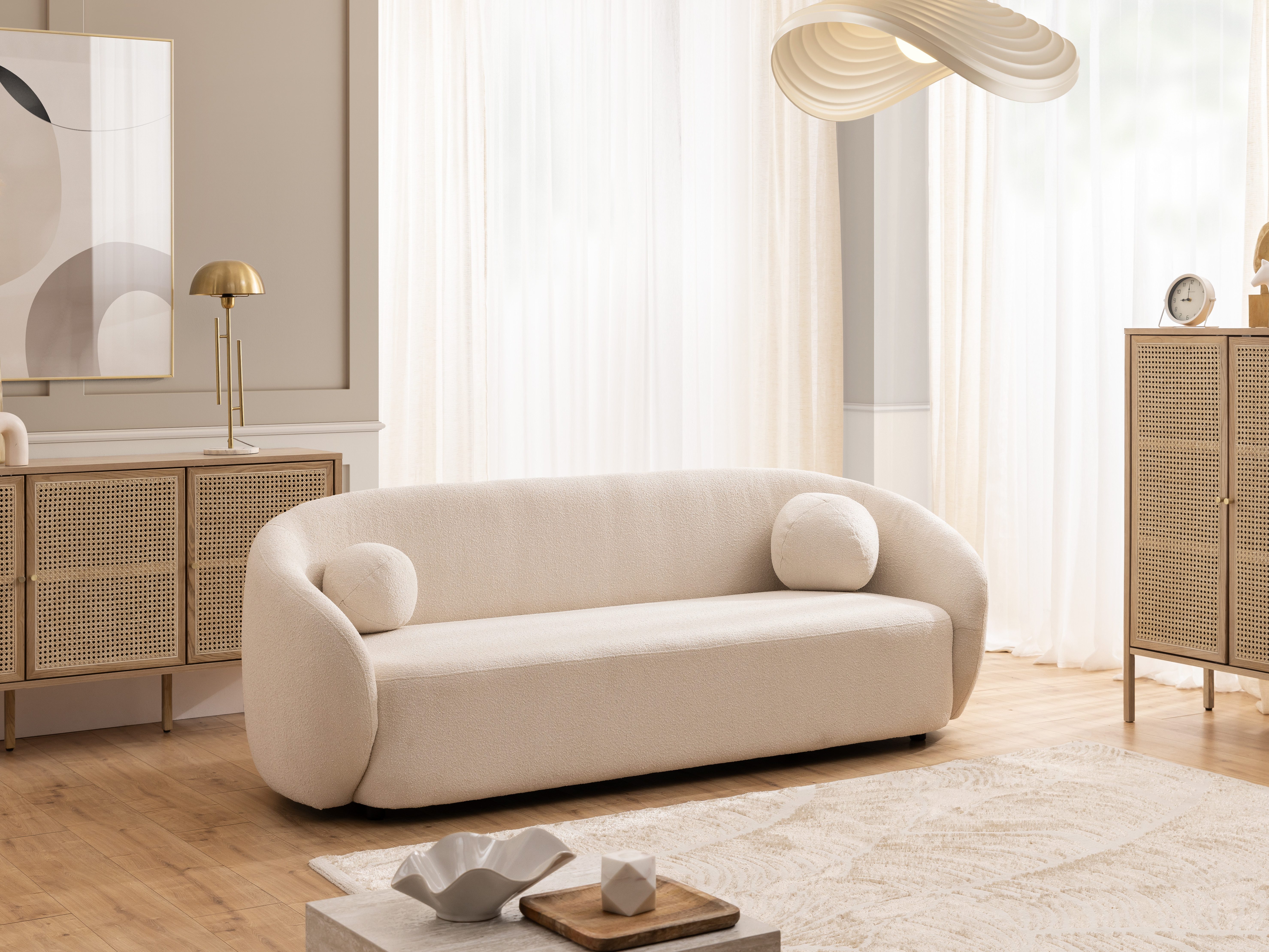 S-Style Möbel Polstergarnitur 3+2 Roundi, Bouclé, günstig online kaufen