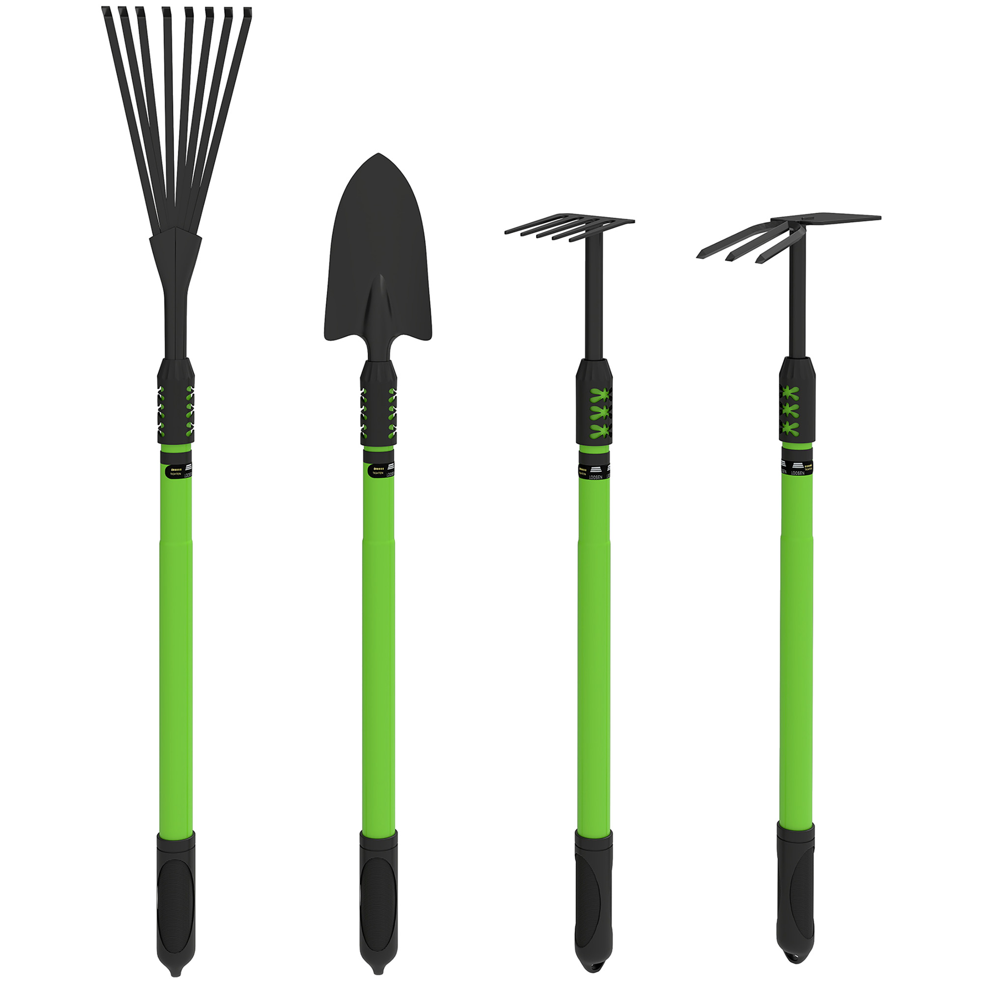 Outsunny Gartenwerkzeug-Set 4 Stück Gartengeräte-Set mit Schaufel Gartenhac günstig online kaufen