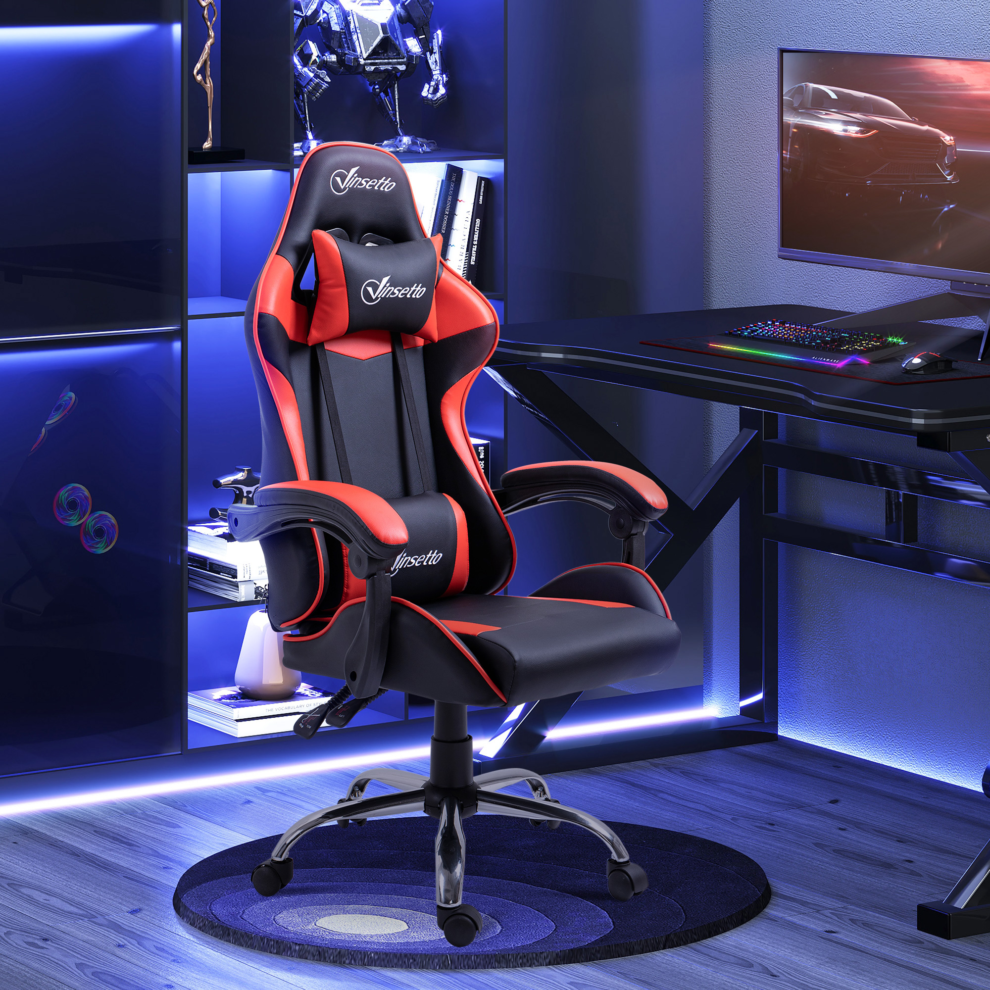 Vinsetto Gaming Chair Bürostuhl Gamer Stuhl mit ergonomischer Kopfstütze hö günstig online kaufen
