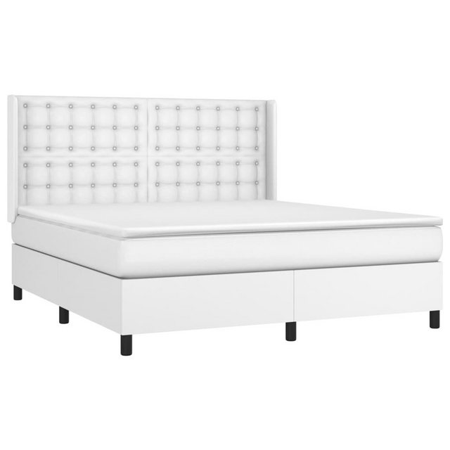 vidaXL Bett Boxspringbett mit Matratze Weiß 180x200 cm Kunstleder günstig online kaufen