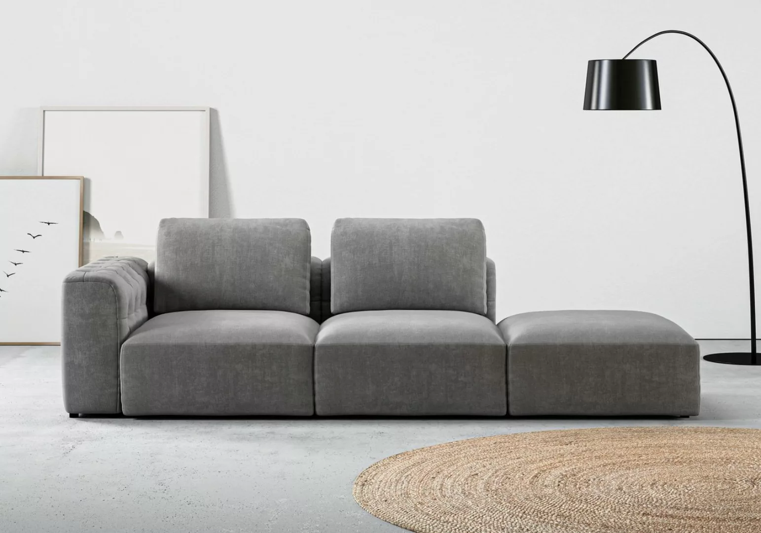 RAUM.ID Chaiselongue Cushid, Modul-Sofa, bestehend aus 2-Sitzer und Hocker günstig online kaufen