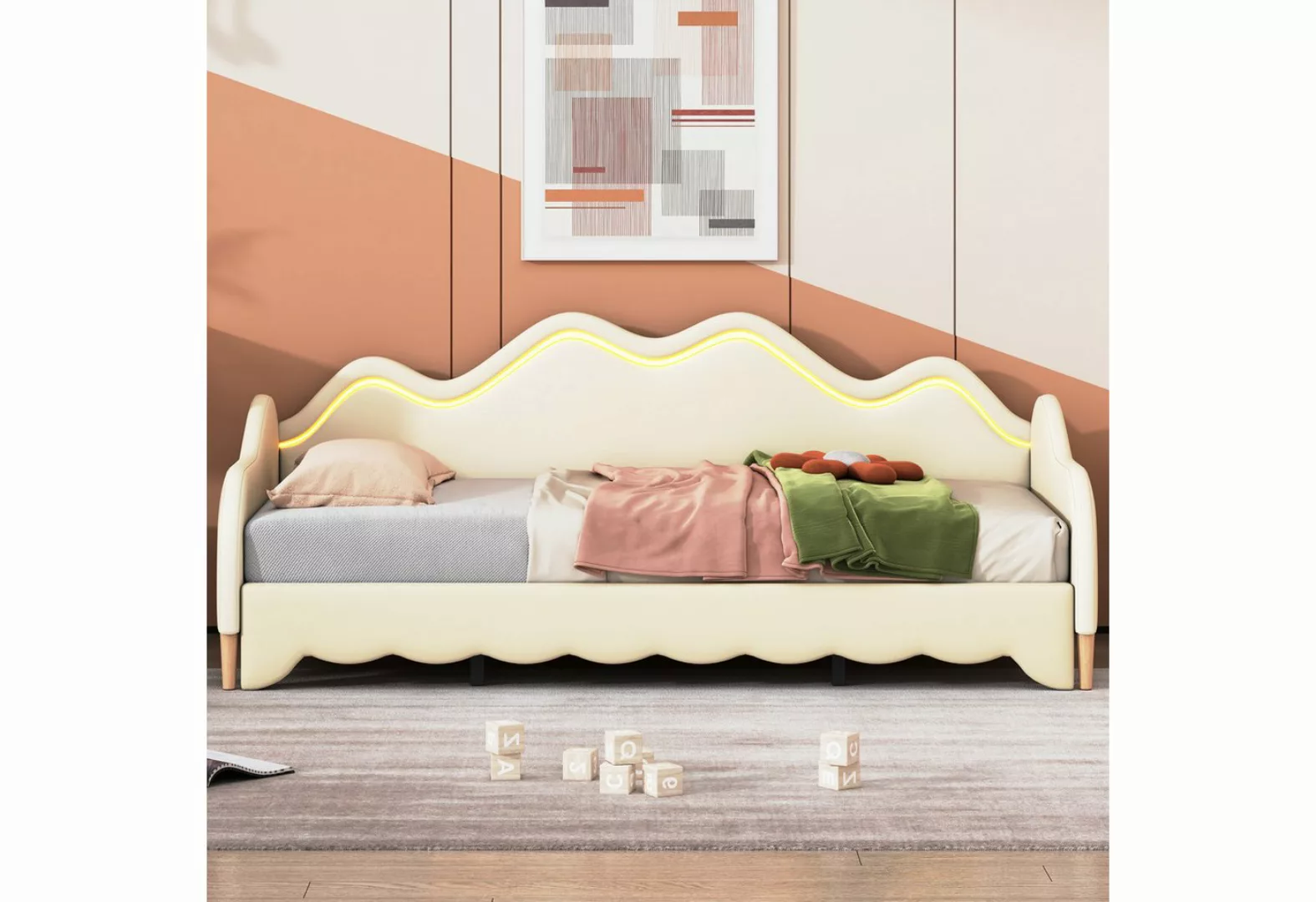 Ulife Polsterbett Kinderbett 90(180)*190cm, 2-in-1 Multifunktions-Schlafsof günstig online kaufen