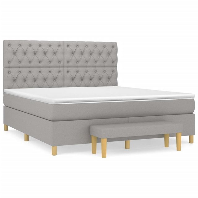 vidaXL Boxspringbett Boxspringbett mit Matratze Hellgrau 160x200 cm Stoff B günstig online kaufen